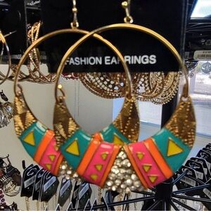Colorful Geometric Hoop Earrings